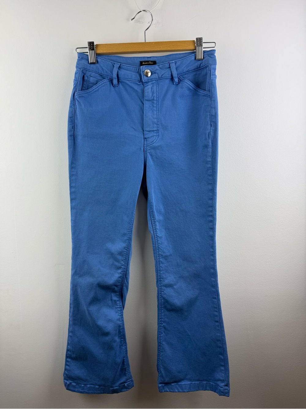 Massimo Dutti Blue High Waisted Flare Trousers Wide Leg Pants Size 26